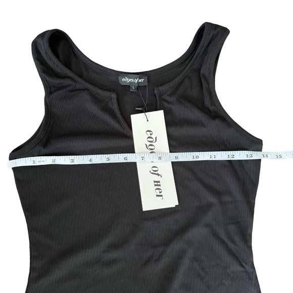 Ribbed Notch Neck Bodycon Maxi Dress Black XSmall - Picture 10 of 10